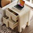 thumbnail image 4 of WAMPAT 23.7" Tall Modern Nightstand with Charging Station,Wood Bedside Table With 2 Drawers,Curved Profile Design,Sofa Side Table End Table for Bedroom, Living Room,Light Oak, 4 of 8