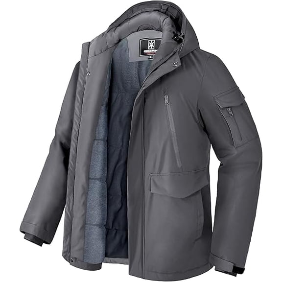 Winter Coat Men Pioneer Camp Waterproof 9 Pockets Hooded