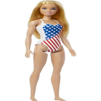 Barbie Beach Doll in Molded Stars and Stripes  Swimsuit, Blonde