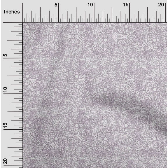oneOone Viscose Chiffon Dusty Violet Fabric Paisley & Floral Mandala Quilting Supplies Print Sewing Fabric By The Yard 42 Inch Wide