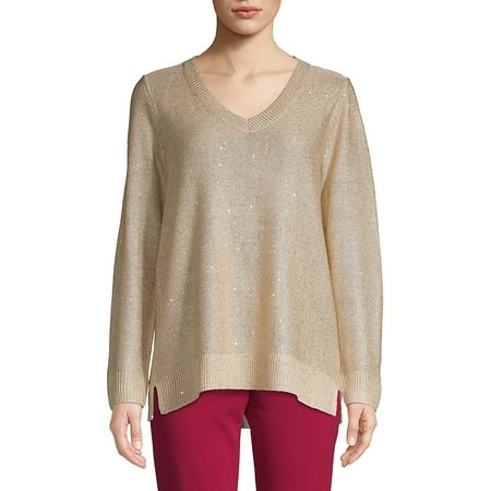 Calvin Klein Jeans Women Sweaters - V-Neck Sequined Sweater