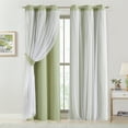 thumbnail image 3 of Pinewave Blackout Curtains with Sheer Overlay Mix and Match Double Layer Thermal Insulated Window Panels 84 inch Living Room Drapes 37" Wx84 Lx2,Green, 3 of 6
