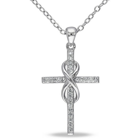 Miabella Diamond-Accent Sterling Silver Religious Cross-Infinity Pendant