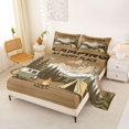 thumbnail image 2 of Manfei Vintage Rv Queen Sheets,Retro Letter Pattern Queen Sheet Sets,Brown,4pcs,1 Flat Sheet, 1 Fitted Sheet and 2 Pillowcases, 2 of 6