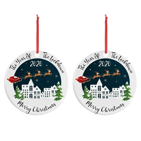 

TUOBARR Christmas Drcoration Christmas Popular Cartoon Printing Pendant PVC Material 2PC