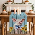 thumbnail image 2 of Table Runner 72 Inches Long for Kitchen Dining, Cute Pig Dresser Scarf Farmhouse, Dining Table Decorations for Wedding/Parties, Yellow Sunflowers Blue Wooden Vintage Art 13 x 72 In, 2 of 8