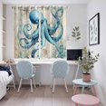 thumbnail image 4 of Teal Octopus Coastal Kitchen Curtains Window Panels, Vintage Summer Beach Nautical Insulated Window Treatment Curtain, Grommet Curtains for Bedroom/Living Room/Bathroom, 2 Piece 52"Wx72"L, 4 of 8