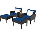thumbnail image 2 of Costway 5 PCS Patio Rattan Wicker Furniture Set Sofa Ottoman Coffee Table Cushioned Navy, 2 of 10