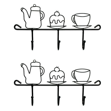 

2PCS Creative Metal Hanging Hook Chic Iron Hanger Storage Wall Hook for Scarf Hat Bag Clothes (Kettle Pattern)