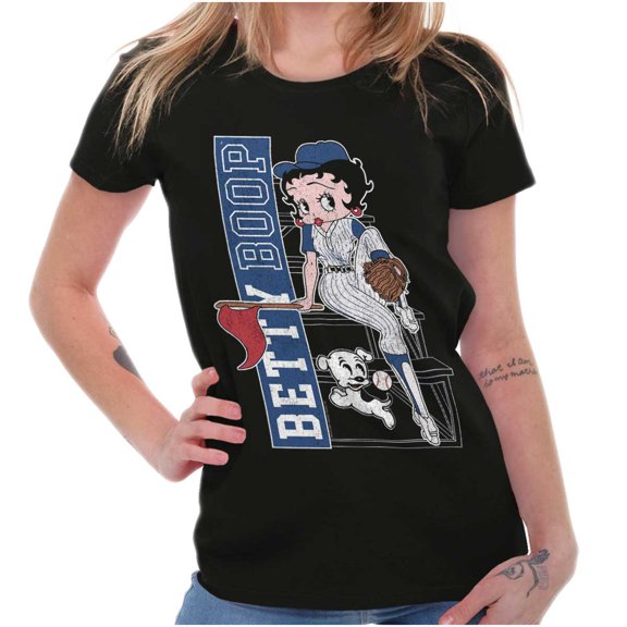 Betty Boop Athletic Baseball Catcher Womens Slim Fit Graphic Tee Brisco Brands S
