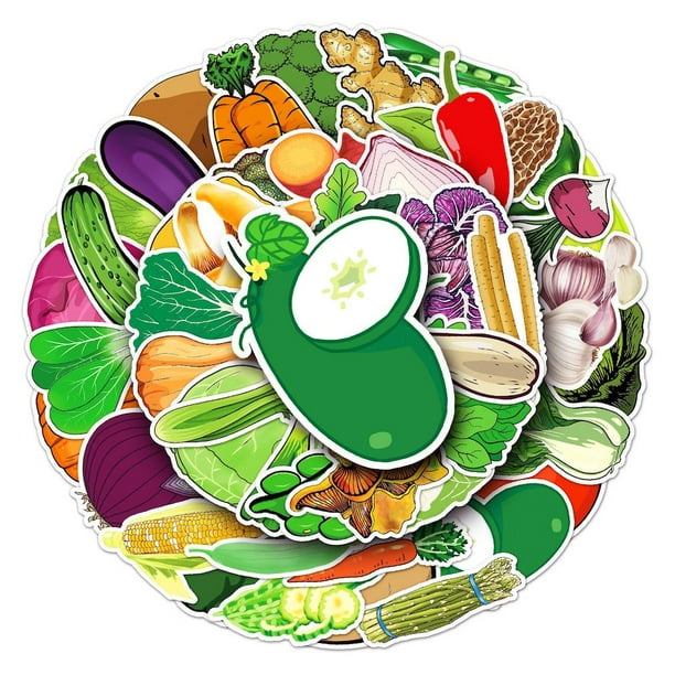 Paquete de pegatinas con verduras, anime, 50 unidades, pegatinas decorativas de dibujos animados