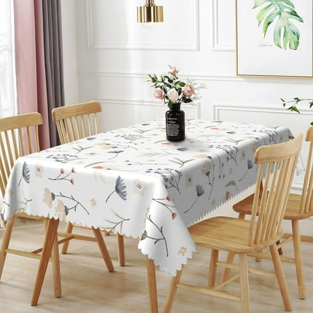 

Uorbeay 60x102inches Spring Floral Tablecloth Watercolor Flowers Blossom with Green Leaves Print Rectangle Table Cloth Wrinkle Resistant Waterproof Table Cover for Picnic Party Home Dining Room Decor