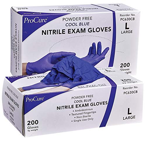 200 Pieces ProCure Unpowdered Nitrile Gloves Medium 