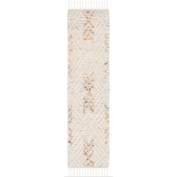 SAFAVIEH Natura Keith Geometric Runner Rug, Ivory/Orange, 2'3" x 9'