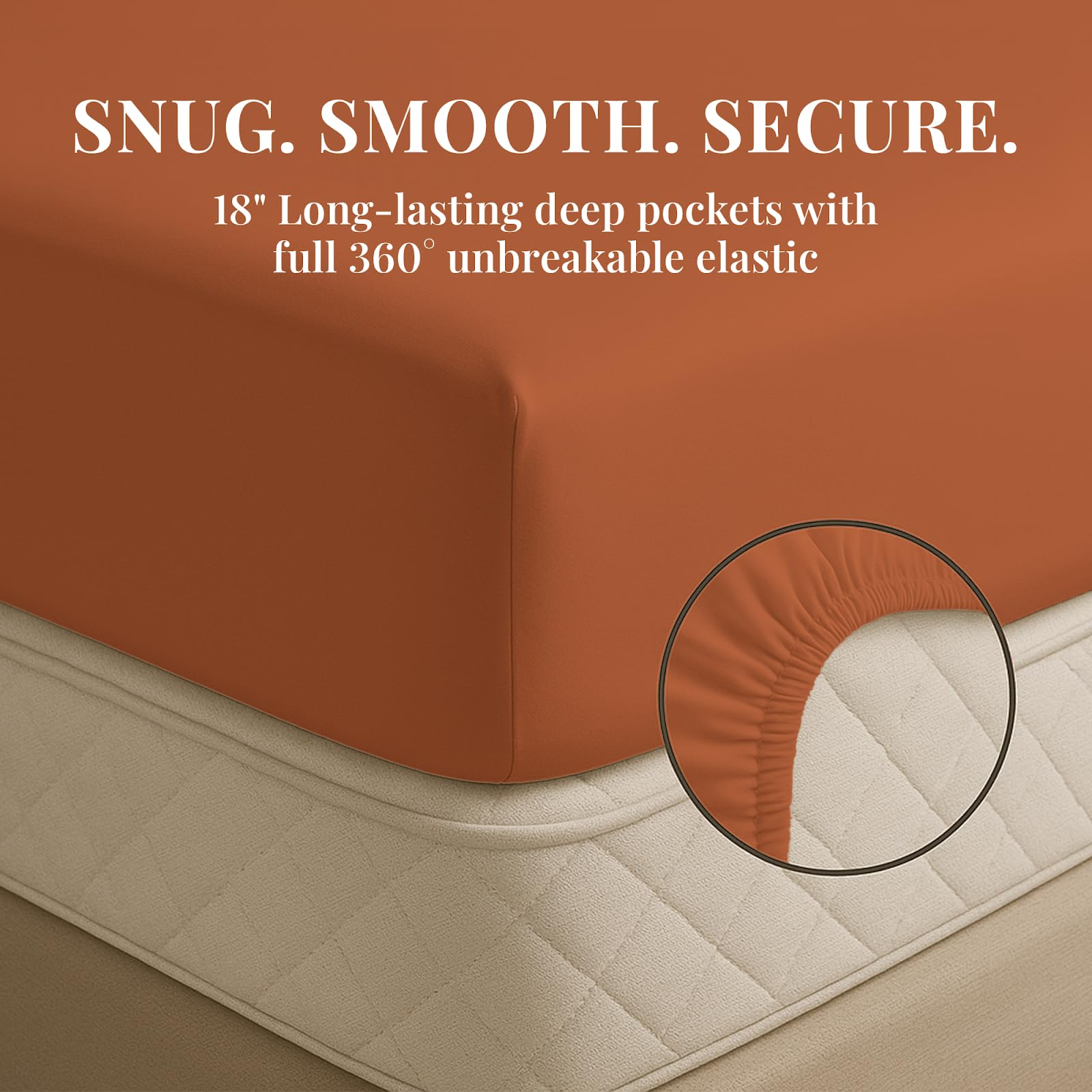 Sacred Thread Rayon Derived from Bamboo Sheets Twin Size, 18'' Deep Pocket Cooling Sheets for Hot Sleepers, 4 PC Cooling Sheets (Twin Size) (Autumn Orange)
