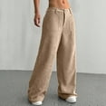 thumbnail image 5 of Women's Corduroy Wide Leg Pants Stretchy Waist Button Casual Loose Fit Pocket Design, 5 of 9