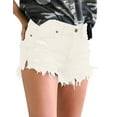 thumbnail image 4 of luvamia Women's Summer Denim Shorts Frayed Raw Hem Ripped Jeans Pants White Size L, 4 of 5