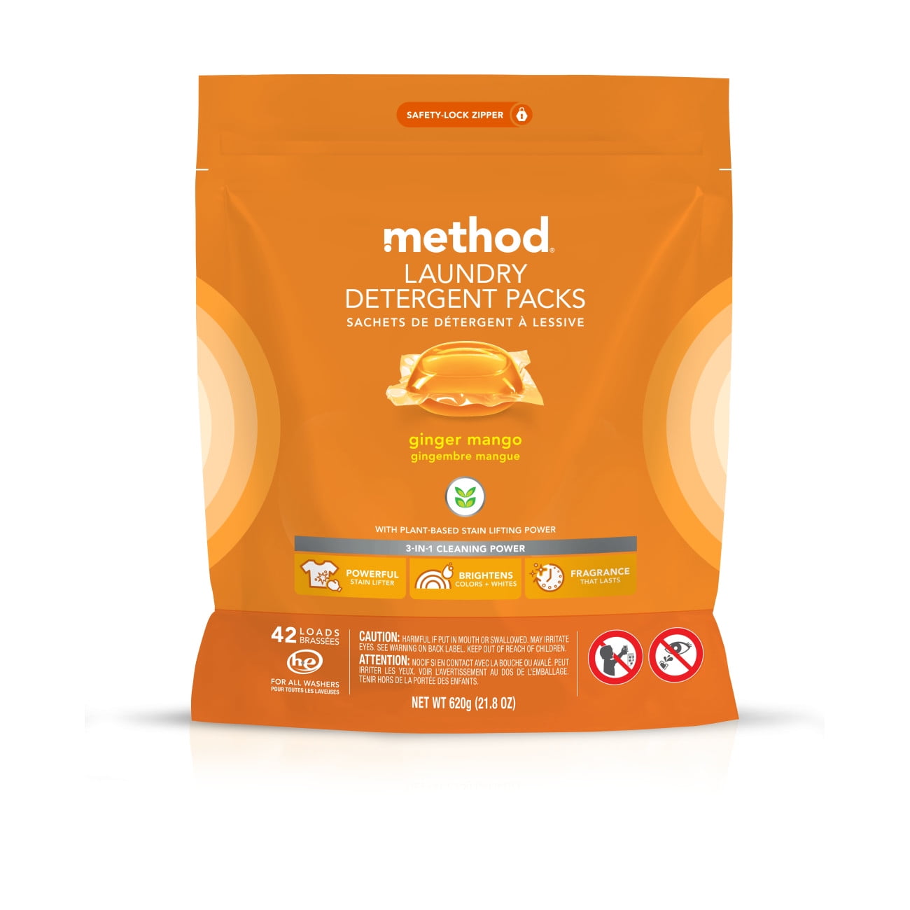 Method Laundry Detergent Packs, Ginger Mango, 42 Count