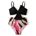 thumbnail image 4 of DHFJKG Women Swimsuits Floral Print Bowknot Two Piece Swimwear Bikini Top With High Waist Briefs Bottoms Tummy Control Bathing Suit Summer Trendy Beachwear, 4 of 4
