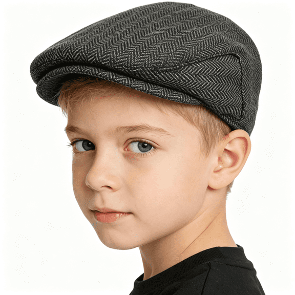 OQRKI Boys Vintage-Newsboy-Cap Toddler Tweed-Cabbie-Gentlemen Beret Hat for 4-8Y,Classic Toddler Boy Hat