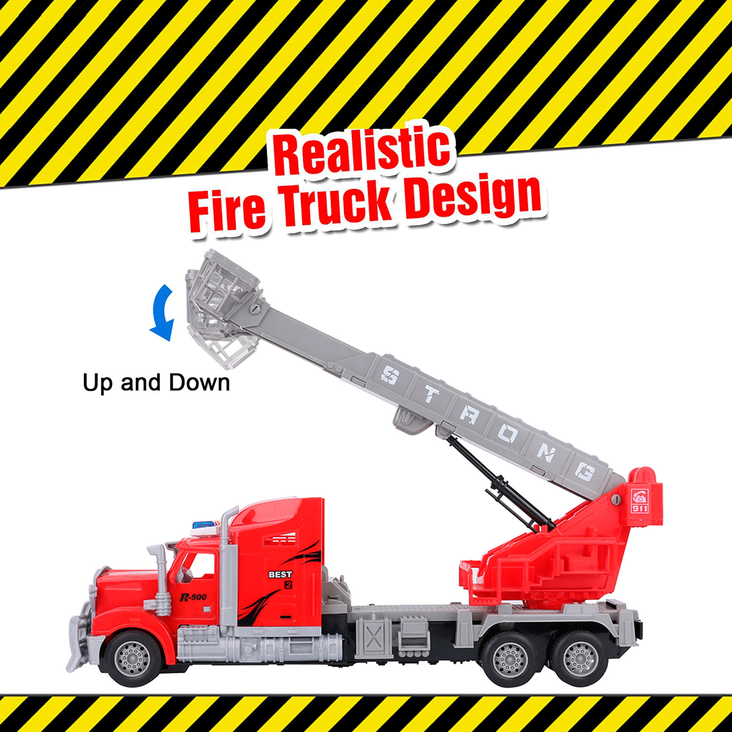 Remote Control 1:15 Scale Big Rig Truck featuring Rotating Crane and Basket with Authentic Sounds, Flashing Lights, and Functional Doors for Kids