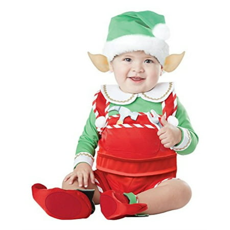 california costumes unisex-baby infant santa's lil helper, green/red, medium(12-18)