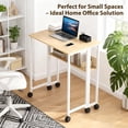 thumbnail image 6 of Folding Desk Small Rolling Desk with Storage Shelf,24.8 Inch Foldable Computer Table with Wheels,Portable Office Desk for Small Space Sofa Table, Oak, 6 of 7