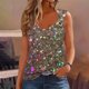 thumbnail image 1 of Puntoco Camiseta sin mangas con cuello cuadrado y estampado para mujer Camiseta holgada sin mangas, 1 of 4