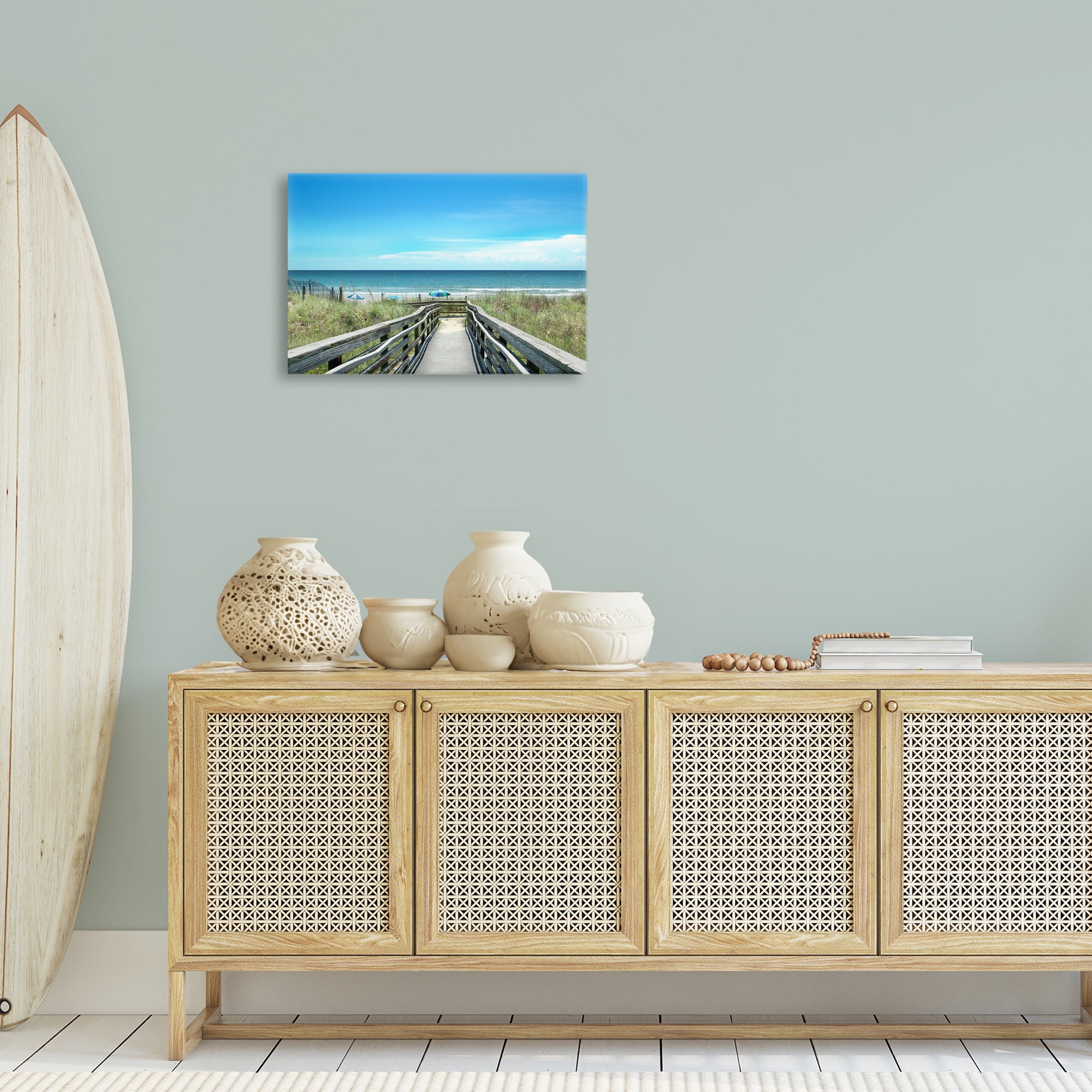 Stupell Industries Bridge to Beach View Landscape Photography Gallery Wrapped Canvas Art Print Wall Art, 24 x 16