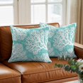 thumbnail image 3 of Throw Pillow Covers, Teal Green Coastal Decorative Throw Pillow Covers 20x20 Inch, Summer Nautical Ocean Beach Square Linen Pillow Cases for Couch/Living Room/Sofa, 3 of 9