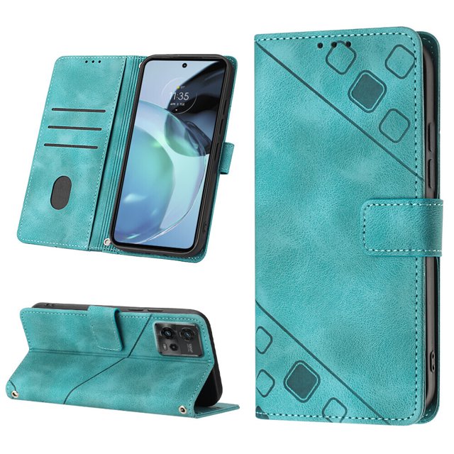 Compatible with Motorola Moto G72 Classic Embossed PU Leather Case with Card Holder Shockproof Cover