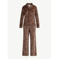 thumbnail image 5 of Joyspun Women’s Stretch Velour Notch Collar Long Sleeve Pajama Set, Sizes XS to 4X, 5 of 5