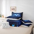 thumbnail image 6 of jejeloiu Teens Blue Gamepad 7-Piece Bedding Comforter Set,Modern Gamer King Bedding Sets,Blue Geometric Honeycomb Bed Sheets For Boys Kids,Ultra Soft Home Decor Reversible, 6 of 8