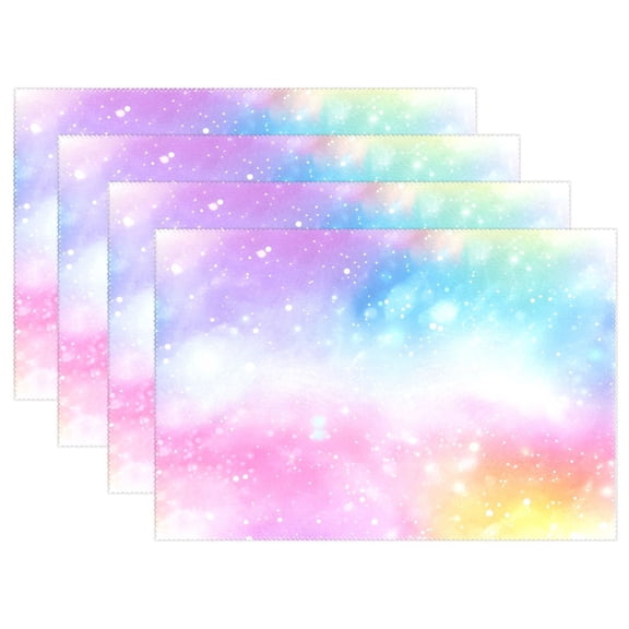 Ryvnso Placemats Set of 4 Rainbow Tie-dye-a3 Dining Mats Heat-Resistant Non-Slip Washable Table Mat