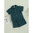 thumbnail image 3 of GXFC Toddler Baby Boys Summer Solid Shorts Outfits Infant Boys Short Sleeve Lapel Button Down Shirt Tops and Short Pants Set Casual Clothes 2Pcs 0-3T, 3 of 9