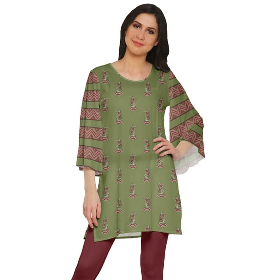 Moomaya Printed Short Kurta Kimono Sleeve Tunic Women Summer Wear Ladies Kurti