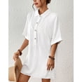 thumbnail image 2 of Bsubseach Fashion Cover Ups for Swimwear Women Short Sleeve Beach Swimsuit Coverup Loose Shirt Dress Vacation Outfits, 2 of 5