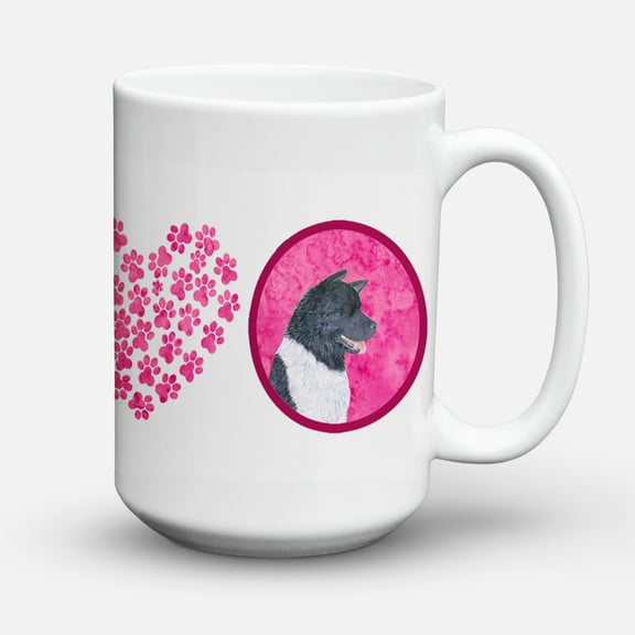 Pink Akita Coffee Mug 15 oz