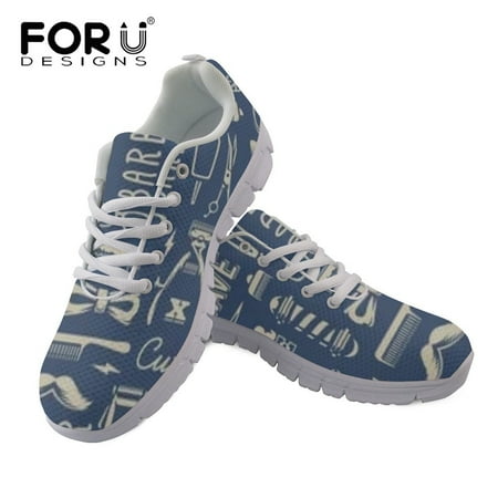 

Spring Leisure Sneakers for Ladies Barber Pattern Flats Lace Up Shoes Women s Comfortable Air Mesh Footwear Zapatos