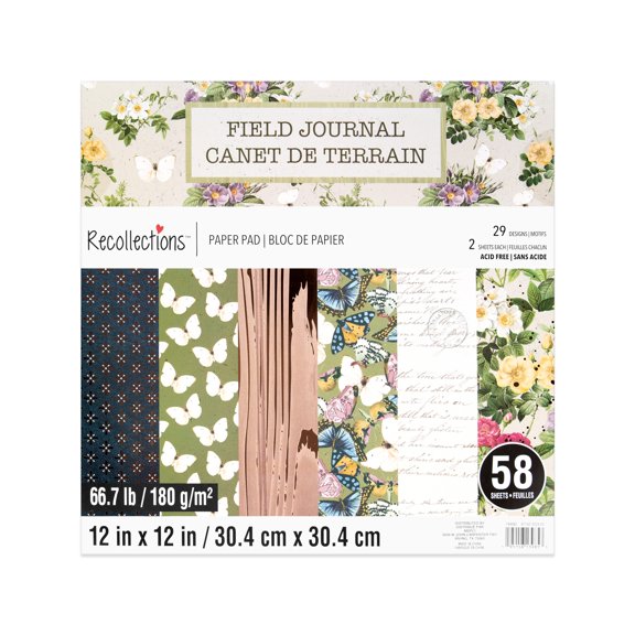 12" x 12" Field Journal Paper Pad by Recollections - Acid and Lignin Free Paper for Scrapbooks - Arts & Crafts - 6 Pack