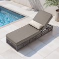 thumbnail image 3 of Opohoro Adjustable Outdoor Rattan Wicker Chaise Lounge for Patio, Poolside with UV-Resistant 5" Thick Cushion - Gray, 3 of 12