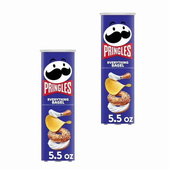 Pringles Everything Bagel Potato Crisps Chips, Lunch Snacks,(2PACK).