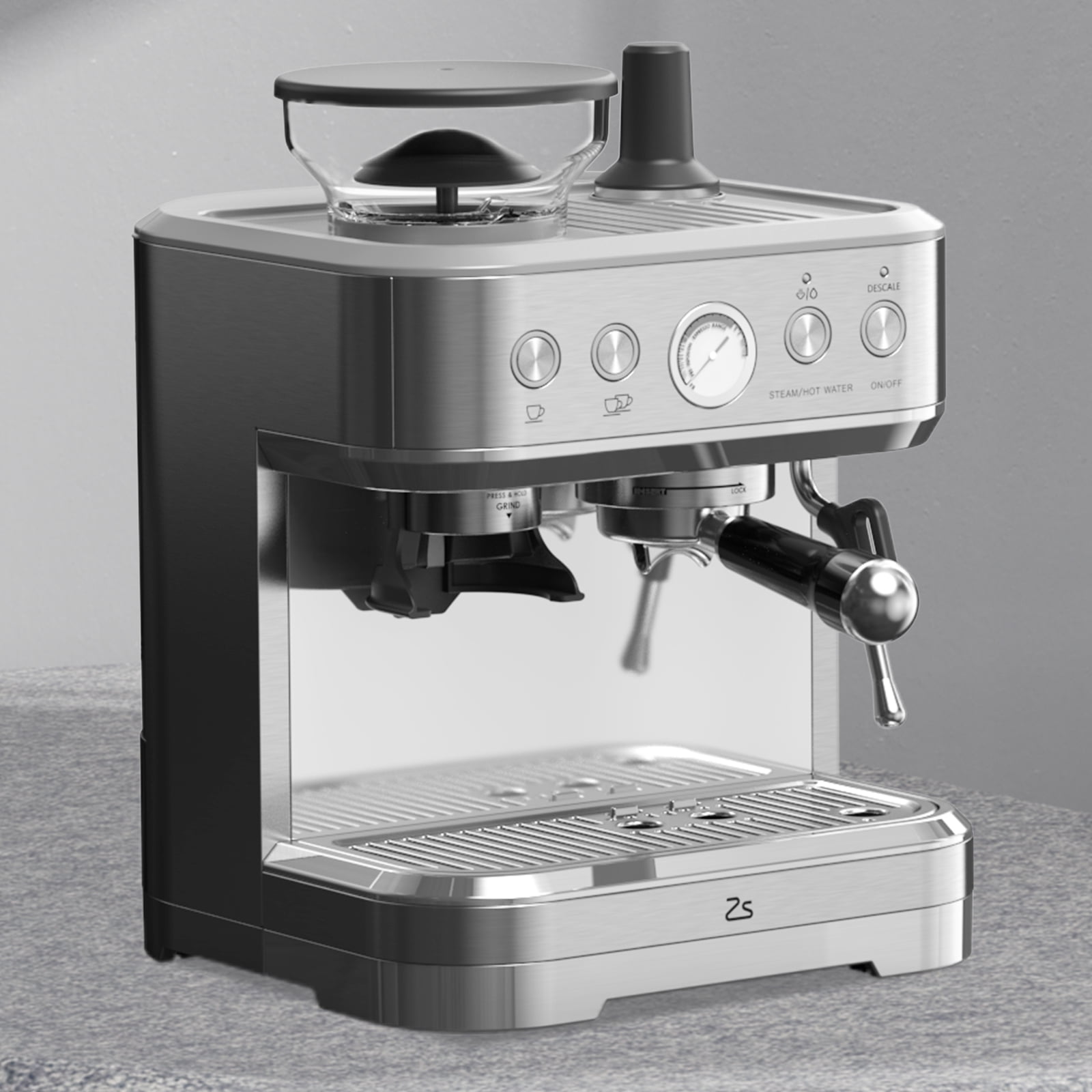 Coffee Machines 15 Bar Semi-Automatic Espresso Machine with Built-In Conical Burr Grinder – Auto Milk Frother & Steam Wand 77oz Removable Water Tank Stainless Steel Coffee Maker for Home & Office