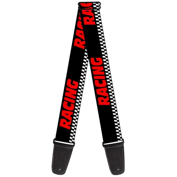 Buckle-Down Guitar Strap, Racing Checker Black White Red, 2 Inches Wide