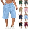 thumbnail image 5 of Smsaxvxz Womens Summer Cotton Linen Shorts Fashion Solid Bermuda Shorts Casual Loose Summer Beach Shorts Pink XL, 5 of 5