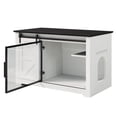thumbnail image 3 of Zephypaws 46in Multi-Functional Hidden Cat Litter Box Enclosure with Sliding Barn Door & LED Light,Farmhouse Cat House with Acrylic Door & Storage Cabinet for Nightstand or Side Table,White, 3 of 9
