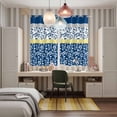 thumbnail image 5 of Blue Yellow Kitchen Curtains 84 Inch Length, Botanical Floral Motifs Wildflower Striped Grommet Top Bedroom Living Room Curtains, Light Filtering Cafe Curtain Drapes 2 Panels Set 104''x84'', 5 of 9
