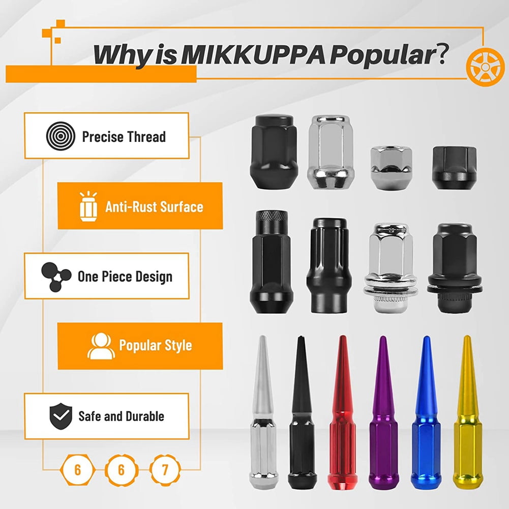 20Pcs 14X1.5 Lug Nuts - 19mm Nut 1.38 inch Tall 3/4 Hex Chrome Nuts, for 1999-2021 1500