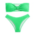 thumbnail image 4 of EliteGoogv Bandeau Bikini Sets For Women High Waisted Strapless Two Piece Swimsuit Summer Beach Pool Swimwear Green, 4 of 4
