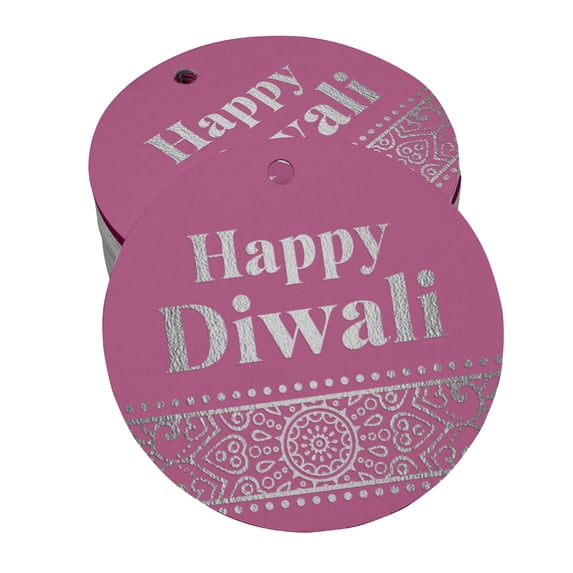 Inkdotpot Pack Of 100 Happy Diwali Favor Paper Tags Craft Real Silver Foil Hang Tags